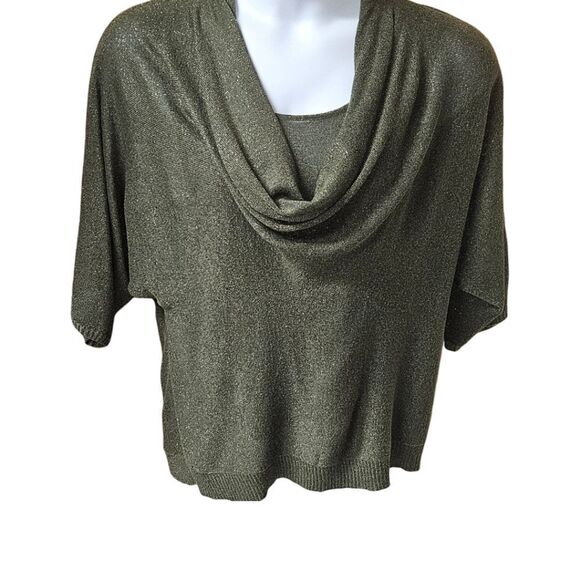 COLDWATER CREEK Women's sage green cowl neck blouse with metallic Shimmer Large - Picture 10 of 15
